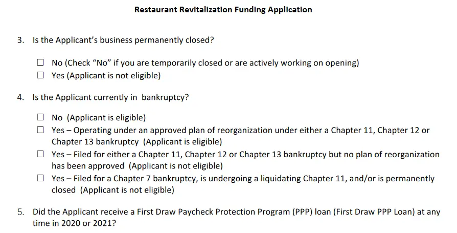 Restaurant Funding Application