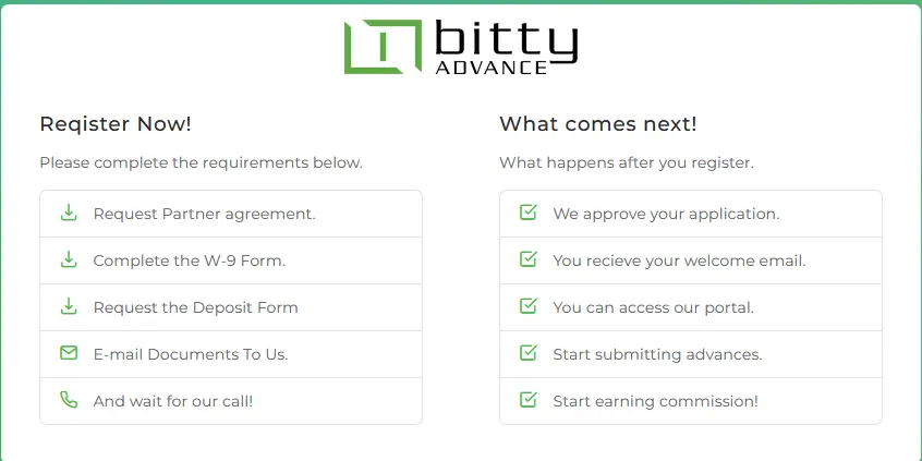 Bitty Advance application