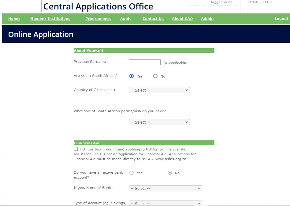 CAO application online details