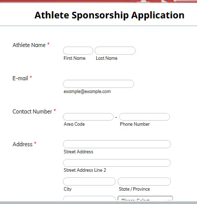 Athlete sponsorship form