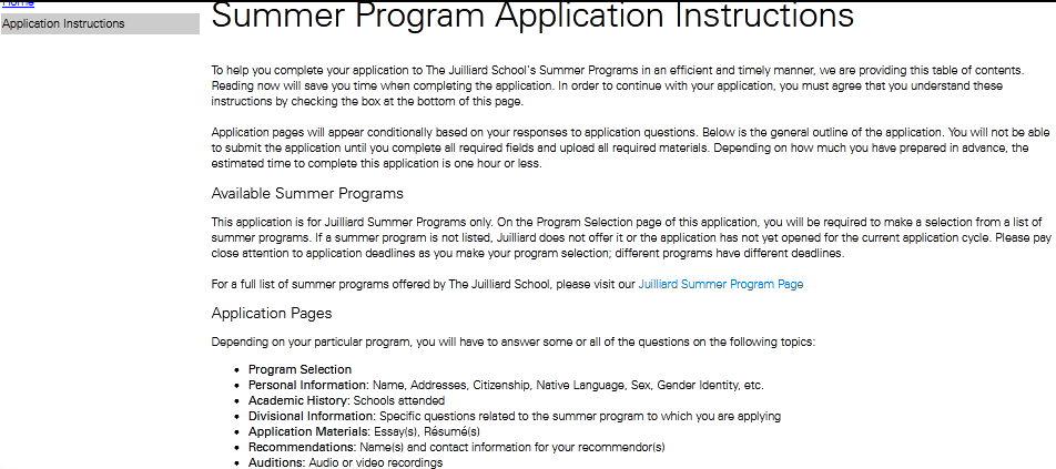 Juilliard School Application