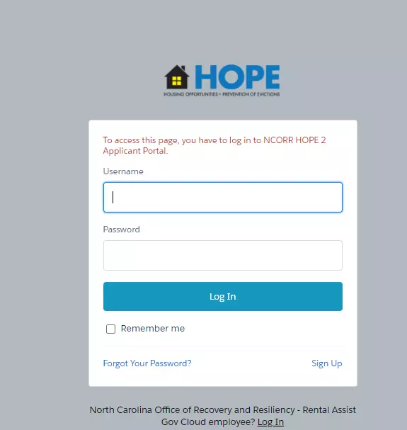 HOPE program for homeless 