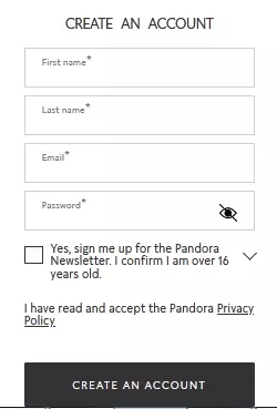 Pandora Credit Card login