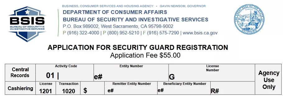 online BSIS Guard card apply 