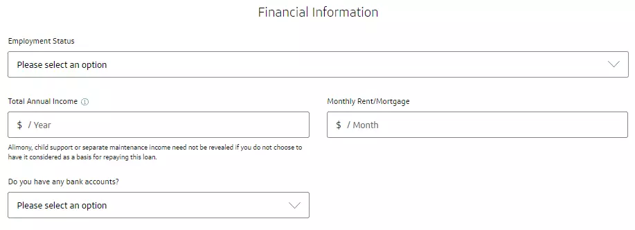 Financial information credit card