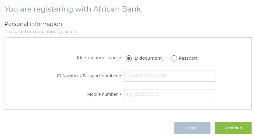 Register with African Bank