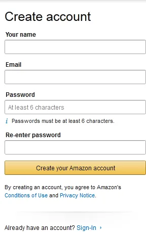 Amazon registration