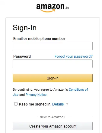 Amazon sign-in