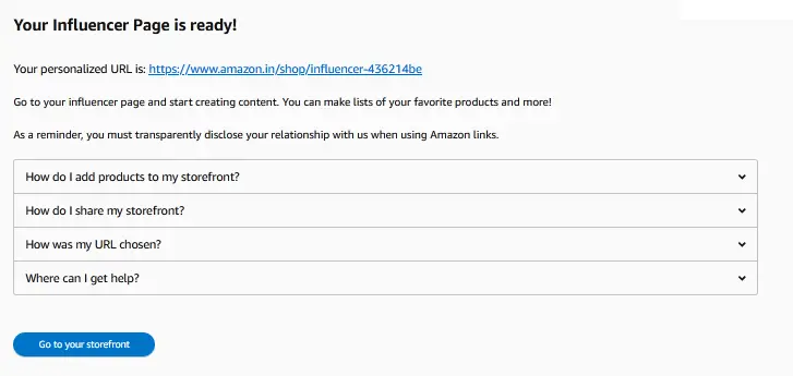 Influencer Page Amazon
