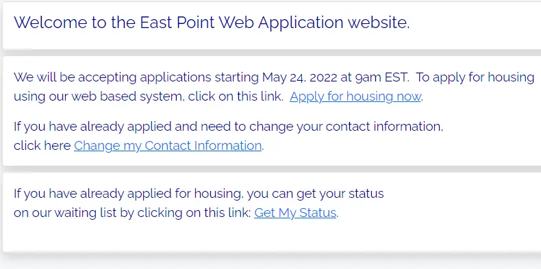 east point housing waiting list