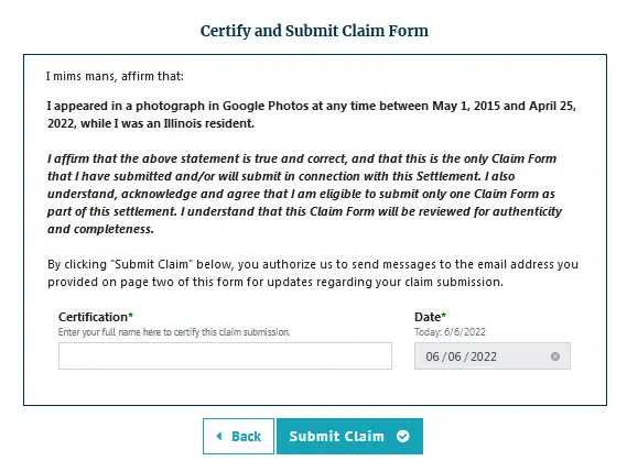Submit Claim Form