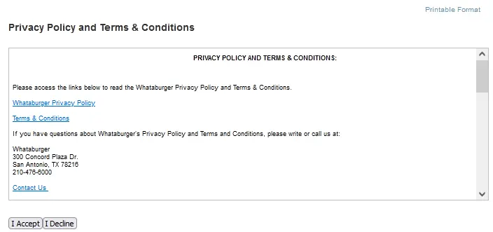 privacy Policy Whataburger