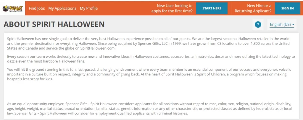 Spirit Halloween application