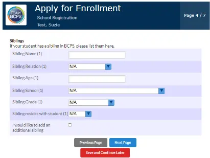 Enrollment details BCPS