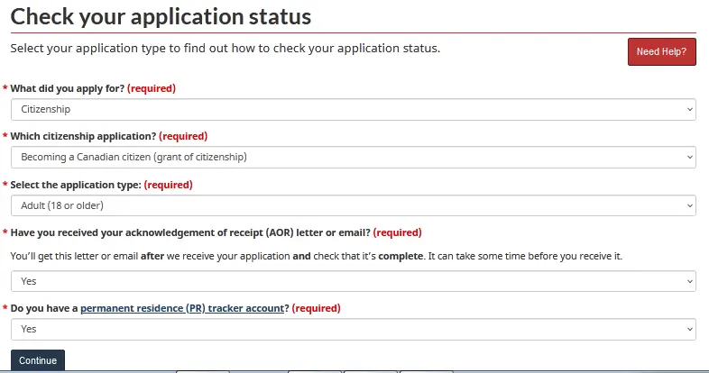 Canada citizenship application status